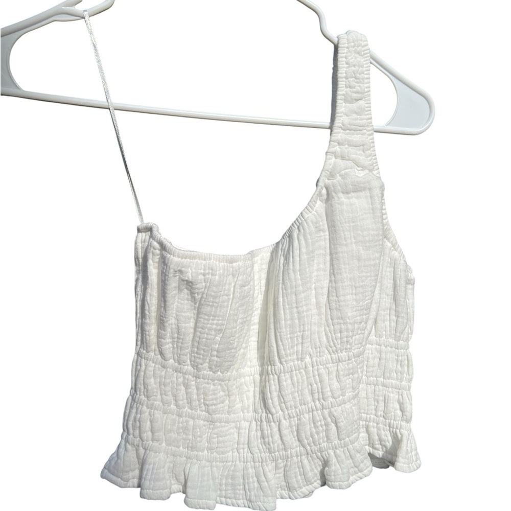 L*Space White Textured Cotton Crop Top Size Medium NWT